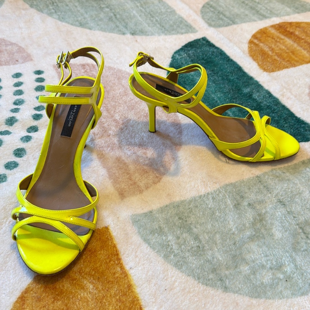 Neon Yellow/ lime green strap stiletto heels
